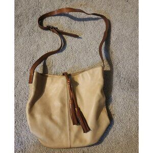 J. Jill Leather Crossbody Hobo Bucket Bag Boho Hippie Purse